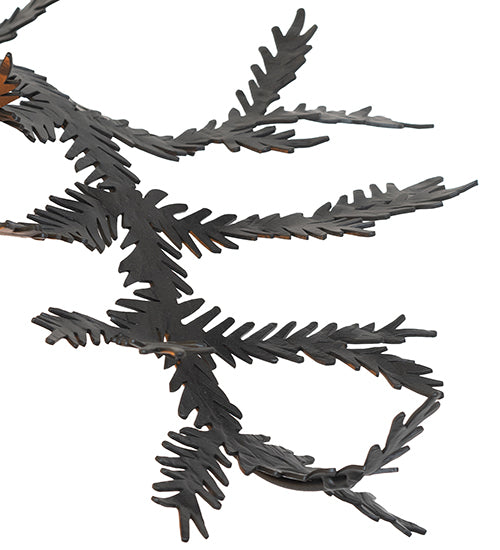 Meyda Lighting Pine Branch 16" Black Satin Wrought Iron Valley View Wall Sconce With Amber Mica Shade Glass
