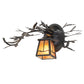 Meyda Lighting Pine Branch 16" Black Satin Wrought Iron Valley View Wall Sconce With Amber Mica Shade Glass