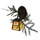 Meyda Lighting Pine Branch 16" Cafe Noir Valley View Left Wall Sconce With Beige Iridescent Shade Glass