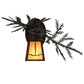 Meyda Lighting Pine Branch 16" Cafe Noir Valley View Left Wall Sconce With Beige Iridescent Shade Glass
