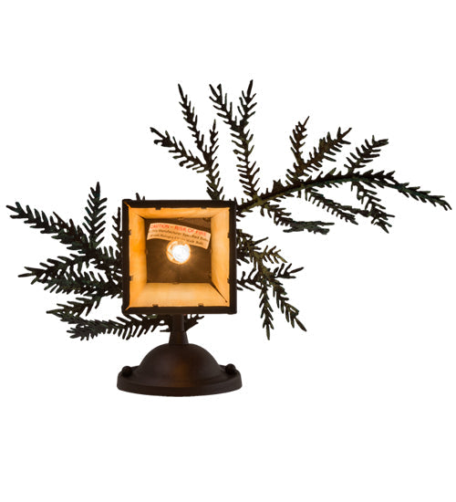 Meyda Lighting Pine Branch 16" Cafe Noir Valley View Left Wall Sconce With Beige Iridescent Shade Glass