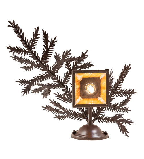 Meyda Lighting Pine Branch 16" Cafe Noir Valley View Left Wall Sconce With Honey Art Shade Glass