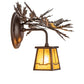 Meyda Lighting Pine Branch 16" Cafe Noir Valley View Left Wall Sconce With Honey Art Shade Glass