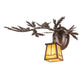 Meyda Lighting Pine Branch 16" Cafe Noir Valley View Left Wall Sconce With Honey Art Shade Glass