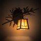 Meyda Lighting Pine Branch 16" Cafe Noir Valley View Right Wall Sconce With Beige Iridescent Shade Glass