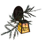 Meyda Lighting Pine Branch 16" Cafe Noir Valley View Right Wall Sconce With Beige Iridescent Shade Glass
