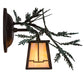 Meyda Lighting Pine Branch 16" Cafe Noir Valley View Right Wall Sconce With Beige Iridescent Shade Glass