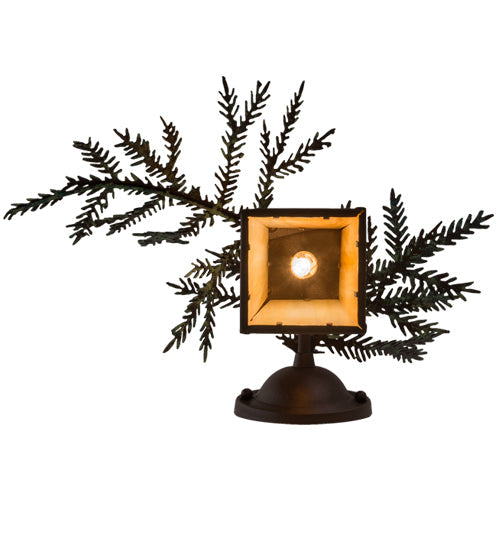 Meyda Lighting Pine Branch 16" Cafe Noir Valley View Right Wall Sconce With Beige Iridescent Shade Glass