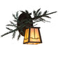 Meyda Lighting Pine Branch 16" Cafe Noir Valley View Right Wall Sconce With Beige Iridescent Shade Glass