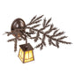 Meyda Lighting Pine Branch 16" Cafe Noir Valley View Right Wall Sconce With Honey Art Shade Glass