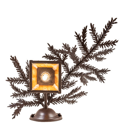 Meyda Lighting Pine Branch 16" Cafe Noir Valley View Right Wall Sconce With Honey Art Shade Glass