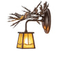 Meyda Lighting Pine Branch 16" Cafe Noir Valley View Right Wall Sconce With Honey Art Shade Glass