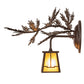 Meyda Lighting Pine Branch 16" Cafe Noir Valley View Right Wall Sconce With Honey Art Shade Glass