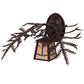 Meyda Lighting Pine Branch 16" Cafe-Noir Valley View Wall Sconce With Beige Iridescent Shade Glass