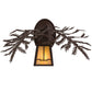 Meyda Lighting Pine Branch 16" Cafe-Noir Valley View Wall Sconce With Beige Iridescent Shade Glass