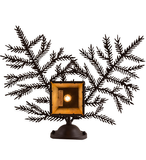 Meyda Lighting Pine Branch 16" Cafe-Noir Valley View Wall Sconce With Beige Iridescent Shade Glass