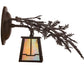 Meyda Lighting Pine Branch 16" Cafe-Noir Valley View Wall Sconce With Beige Iridescent Shade Glass
