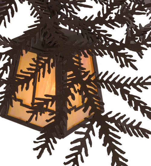 Meyda Lighting Pine Branch 16" Cafe-Noir Valley View Wall Sconce With Beige Iridescent Shade Glass