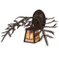 Meyda Lighting Pine Branch 16" Cafe-Noir Valley View Wall Sconce With Beige Iridescent Shade Glass
