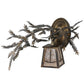 Meyda Lighting Pine Branch 16" Light Burnished Antique Copper Valley View Left Wall Sconce With Silver Mica Shade Glass
