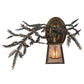 Meyda Lighting Pine Branch 16" Light Burnished Antique Copper Valley View Left Wall Sconce With Silver Mica Shade Glass