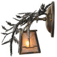 Meyda Lighting Pine Branch 16" Light Burnished Antique Copper Valley View Left Wall Sconce With Silver Mica Shade Glass