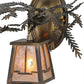 Meyda Lighting Pine Branch 16" Light Burnished Antique Copper Valley View Left Wall Sconce With Silver Mica Shade Glass
