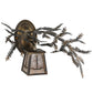 Meyda Lighting Pine Branch 16" Light Burnished Antique Copper Valley View Right Wall Sconce With Silver Mica Shade Glass