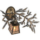 Meyda Lighting Pine Branch 16" Light Burnished Antique Copper Valley View Right Wall Sconce With Silver Mica Shade Glass