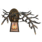 Meyda Lighting Pine Branch 16" Light Burnished Antique Copper Valley View Right Wall Sconce With Silver Mica Shade Glass