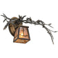 Meyda Lighting Pine Branch 16" Light Burnished Antique Copper Valley View Right Wall Sconce With Silver Mica Shade Glass
