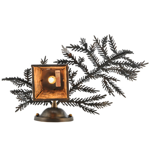 Meyda Lighting Pine Branch 16" Light Burnished Antique Copper Valley View Right Wall Sconce With Silver Mica Shade Glass