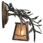Meyda Lighting Pine Branch 16" Light Burnished Antique Copper Valley View Right Wall Sconce With Silver Mica Shade Glass