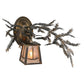 Meyda Lighting Pine Branch 16" Light Burnished Antique Copper Valley View Right Wall Sconce With Silver Mica Shade Glass