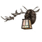 Meyda Lighting Pine Branch 16" Oil Rubbed Bronze Valley View Left Wall Sconce With Beige Iridescent Shade Glass