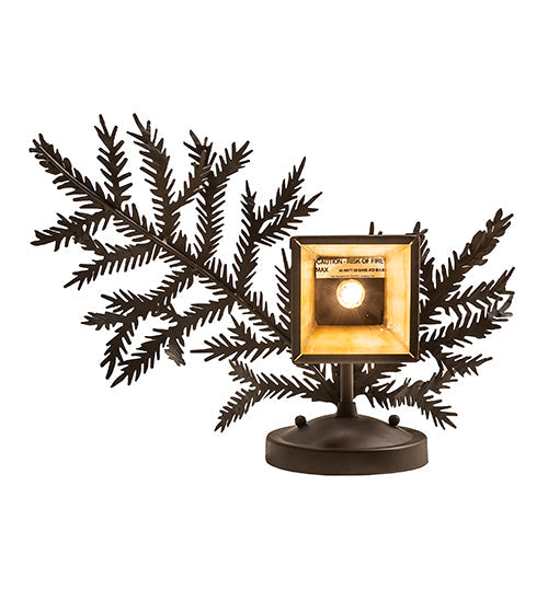 Meyda Lighting Pine Branch 16" Oil Rubbed Bronze Valley View Left Wall Sconce With Beige Iridescent Shade Glass