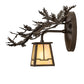 Meyda Lighting Pine Branch 16" Oil Rubbed Bronze Valley View Left Wall Sconce With Beige Iridescent Shade Glass