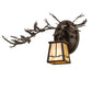 Meyda Lighting Pine Branch 16" Oil Rubbed Bronze Valley View Left Wall Sconce With Beige Iridescent Shade Glass