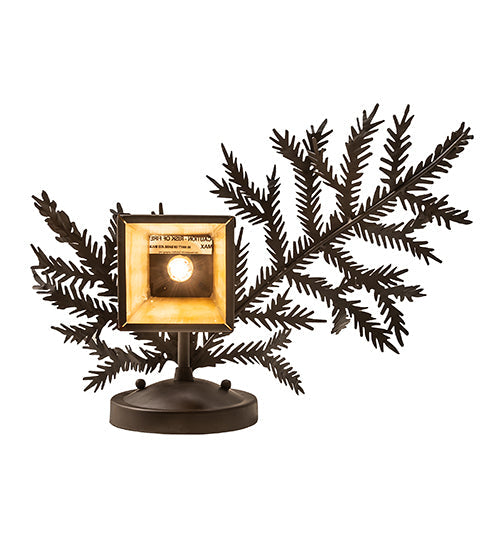 Meyda Lighting Pine Branch 16" Oil Rubbed Bronze Valley View Right Wall Sconce With Beige Iridescent Shade Glass