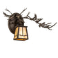 Meyda Lighting Pine Branch 16" Oil Rubbed Bronze Valley View Right Wall Sconce With Beige Iridescent Shade Glass