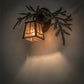 Meyda Lighting Pine Branch 16" Timeless Bronze Valley View Right Wall Sconce With Silver Mica Shade Glass