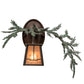 Meyda Lighting Pine Branch 16" Timeless Bronze Valley View Right Wall Sconce With Silver Mica Shade Glass