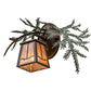Meyda Lighting Pine Branch 16" Timeless Bronze Valley View Right Wall Sconce With Silver Mica Shade Glass