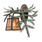 Meyda Lighting Pine Branch 16" Timeless Bronze Valley View Right Wall Sconce With Silver Mica Shade Glass