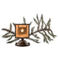 Meyda Lighting Pine Branch 16" Timeless Bronze Valley View Right Wall Sconce With Silver Mica Shade Glass