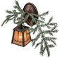 Meyda Lighting Pine Branch 16" Timeless Bronze Valley View Right Wall Sconce With Silver Mica Shade Glass