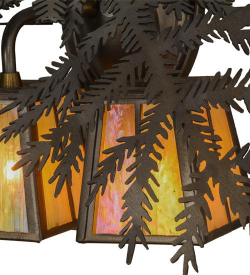 Meyda Lighting Pine Branch 17" 2-Light Antique Copper Valley View Wall Sconce With Beige Iridescent Shade Glass