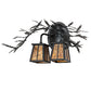 Meyda Lighting Pine Branch 17" 2-Light Black Satin Wrought Iron Valley View Wall Sconce With Amber Mica Shade Glass