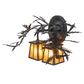 Meyda Lighting Pine Branch 17" 2-Light Black Satin Wrought Iron Valley View Wall Sconce With Amber Mica Shade Glass