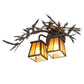 Meyda Lighting Pine Branch 17" 2-Light Black Satin Wrought Iron Valley View Wall Sconce With Amber Mica Shade Glass